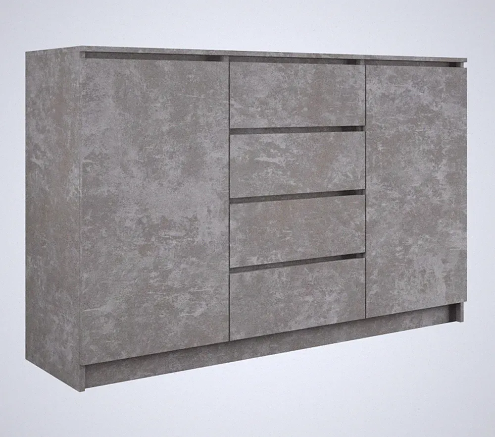 Kommode mit 4 Schubladen 2 Schränke 140cm Klamotenschrank Sideboard Anrichte hol