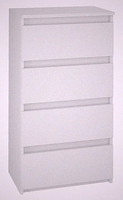 Kommode mit 4 Schubladen 50x40x97 cm | Weiß | Ideal für Schlafzimmer, Wohnzimmer