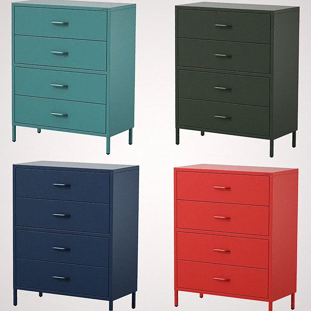 Kommode mit 4 Schubladen Schrank Aufbewahrungsschrank Metallschrank Glitzernd
