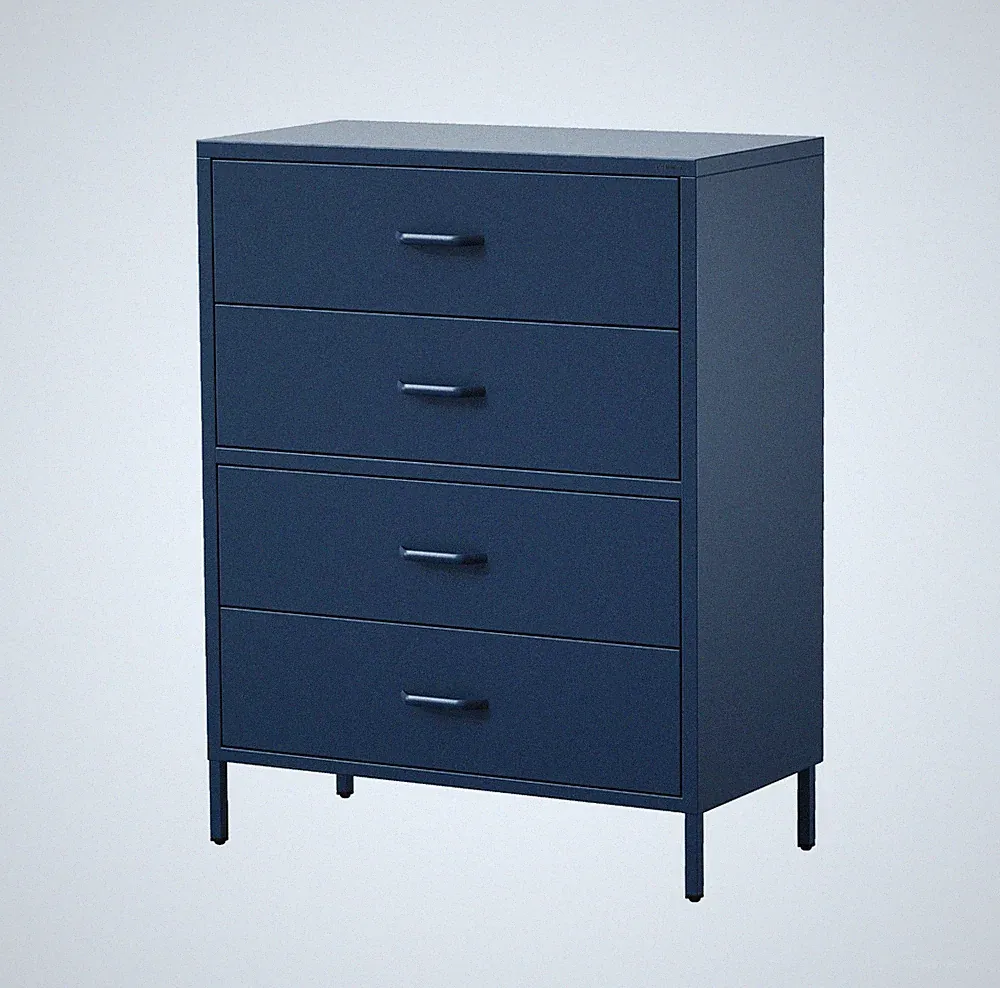 Kommode mit 4 Schubladen Schrank Aufbewahrungsschrank Metallschrank Glitzernd