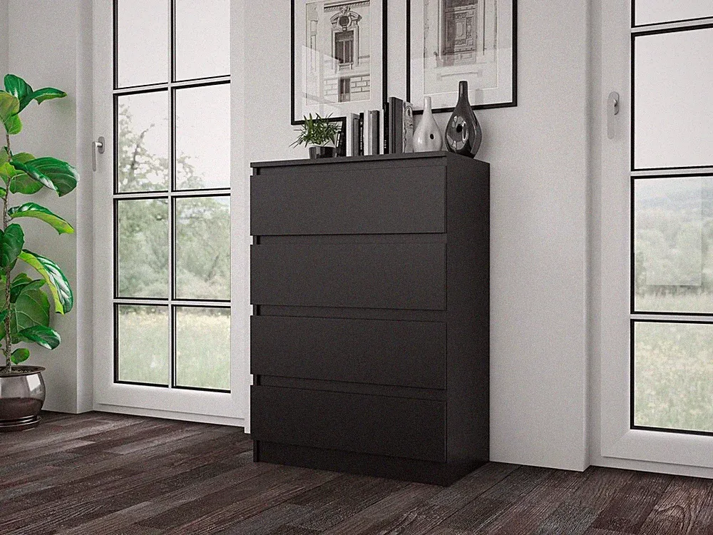 Kommode mit 4 Schubladen Schwarz 70x97x40cm