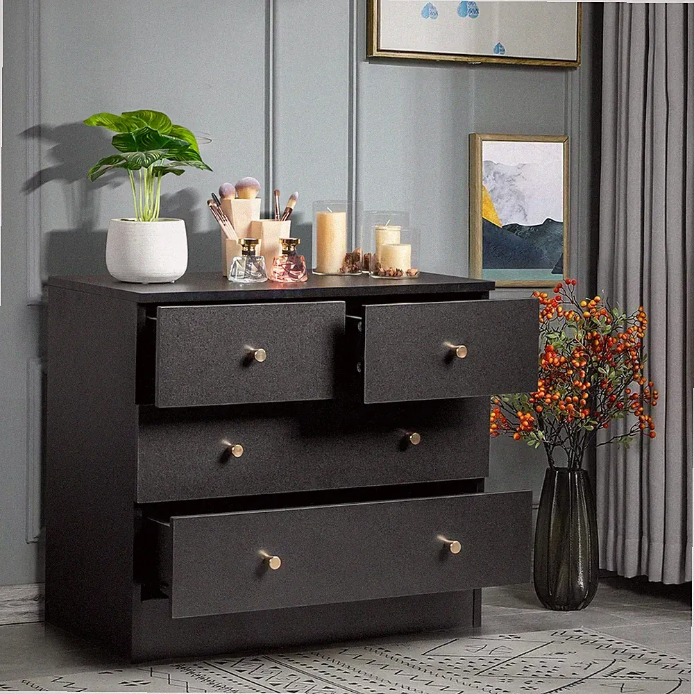 Kommode mit 4 Schubladen Sideboard Schrank Anrichte holz Moderne Möbel DE