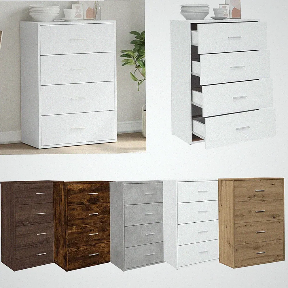 Kommode mit 4 Schubladen Sideboard Schubladenschrank 60x31x84 cm Holzwerkstoff