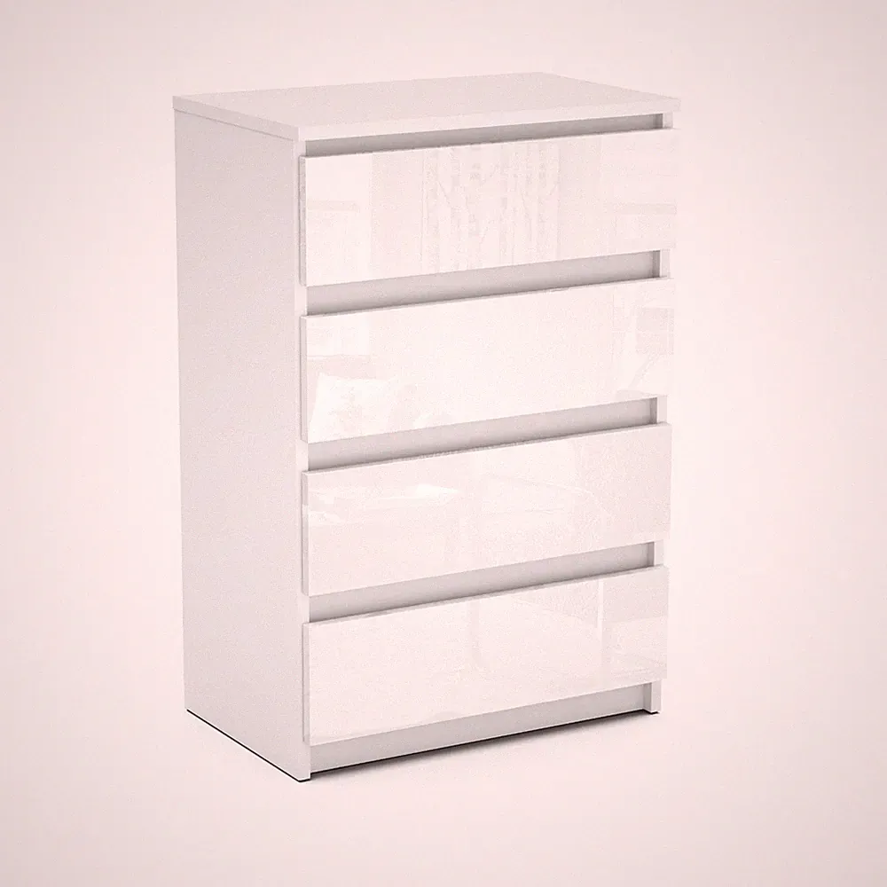 Kommode mit 4 Schubladen Sideboard Schubladenschrank Kleiderschrank Weiß Schwarz
