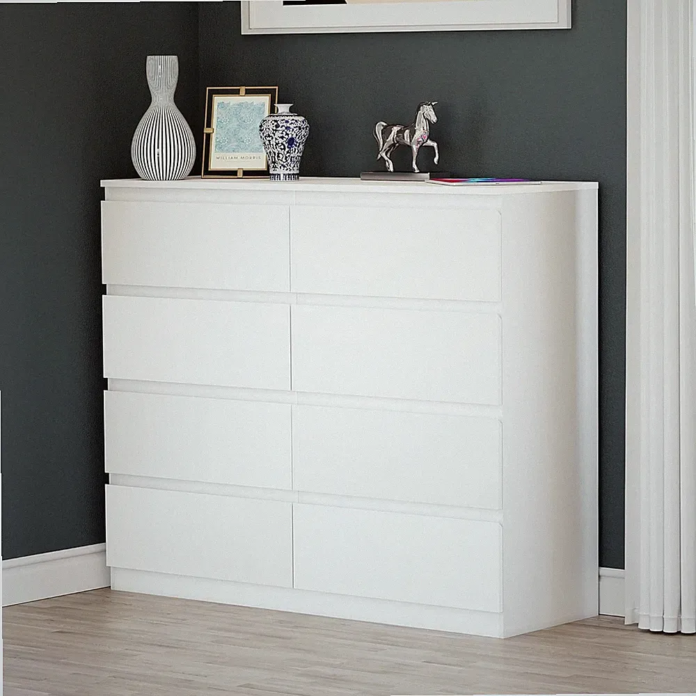 Kommode mit 4 Schubladen Sideboard weiß Anrichte holz Möbel Schubladenschrank
