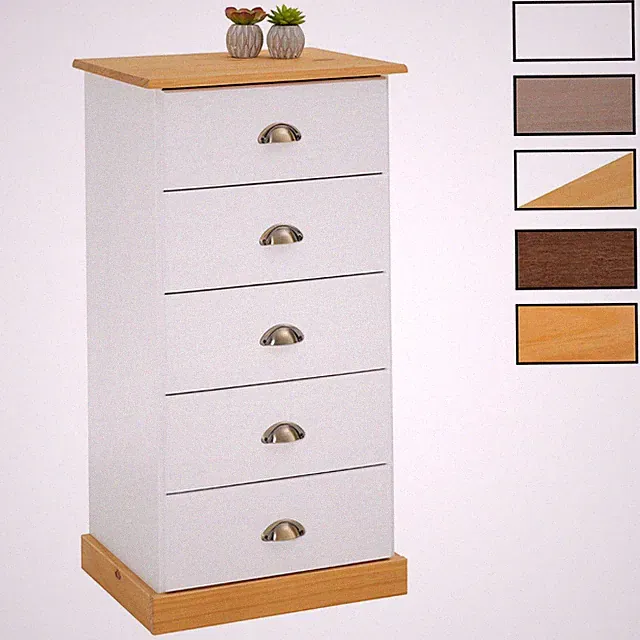 Kommode mit 5 Schubladen Apothekerkommode Holzschrank Mehrzweckkommode Kiefer