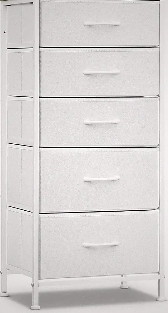 Kommode mit 5 Schubladen aus Stoff,Kommodenschrank,Sideboard,30x45x95cm kss004ws