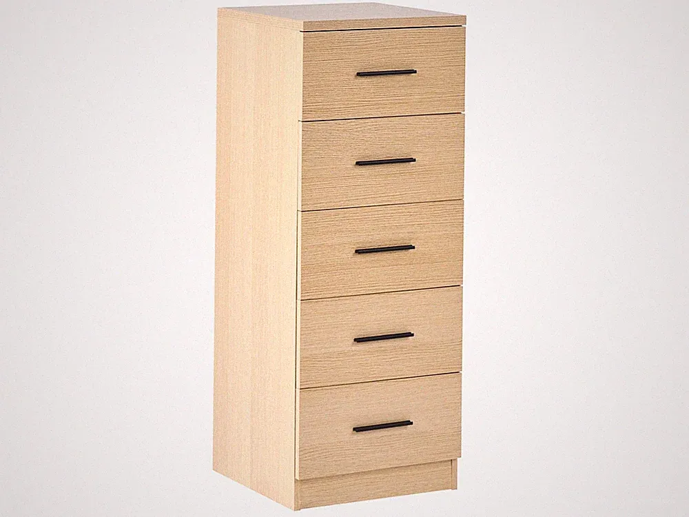 Kommode mit 5 Schubladen MDF Holzoptik hellbraun Skandi-Stil Kitimat