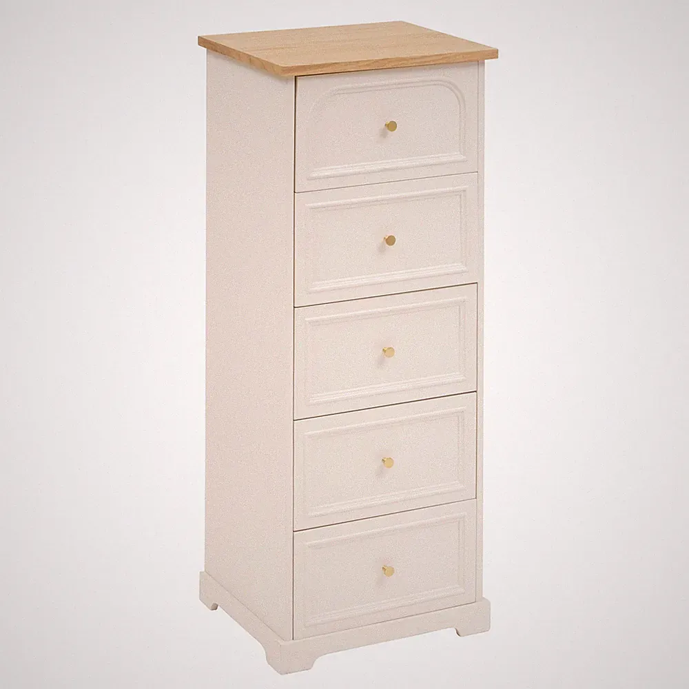 Kommode mit 5 Schubladen MOHEA, 45 x 39 x 113 cm, beige
