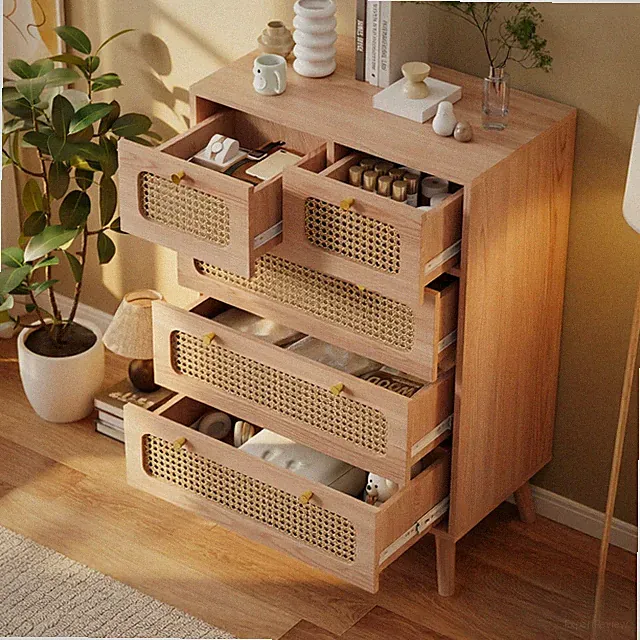 Kommode mit 5 Schubladen Schlafzimmerkommode, Schubladen Holz Schubladenschrank