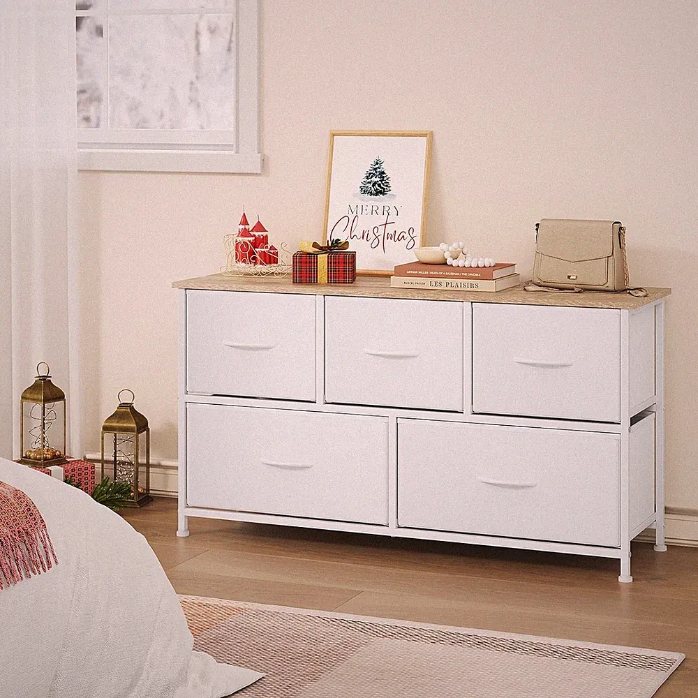 Kommode mit 5 Schubladen Sideboard Weiß Anrichte Schubladenschrank modern Möbel