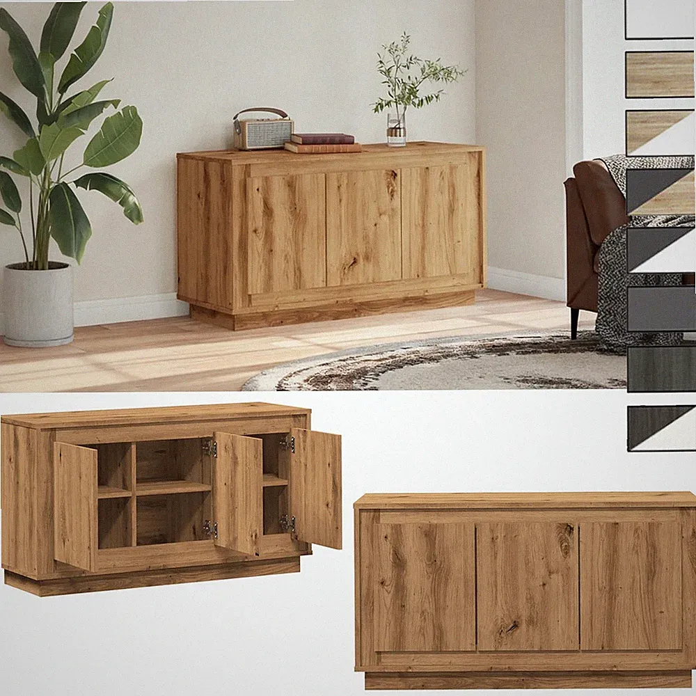 Kommode mit 6 Fächern 3 Tür Sideboard Anrichte Mehrzweckschrank Beistellschrank