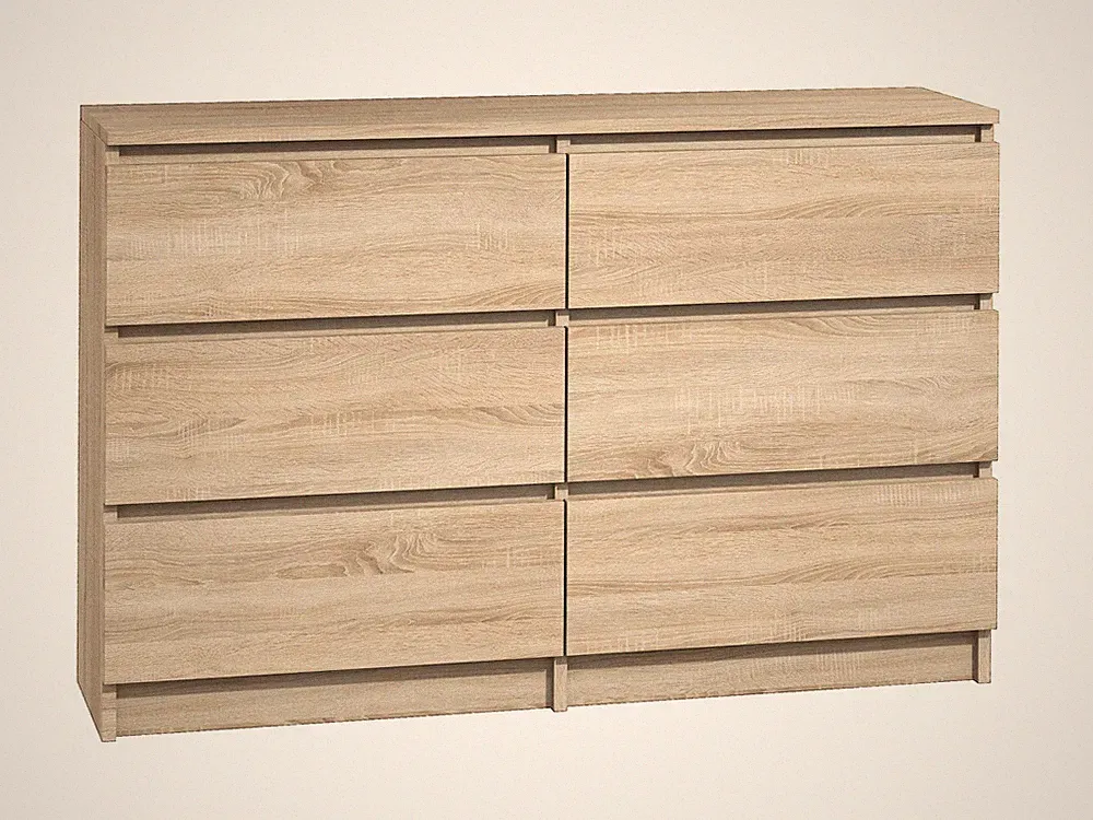 Kommode mit 6 Schubladen 120cm Sideboard Anrichte Schubladenschrank Sonoma