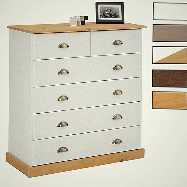 Kommode mit 6 Schubladen Apothekerkommode Apothekerschrank Holzschrank Kiefer