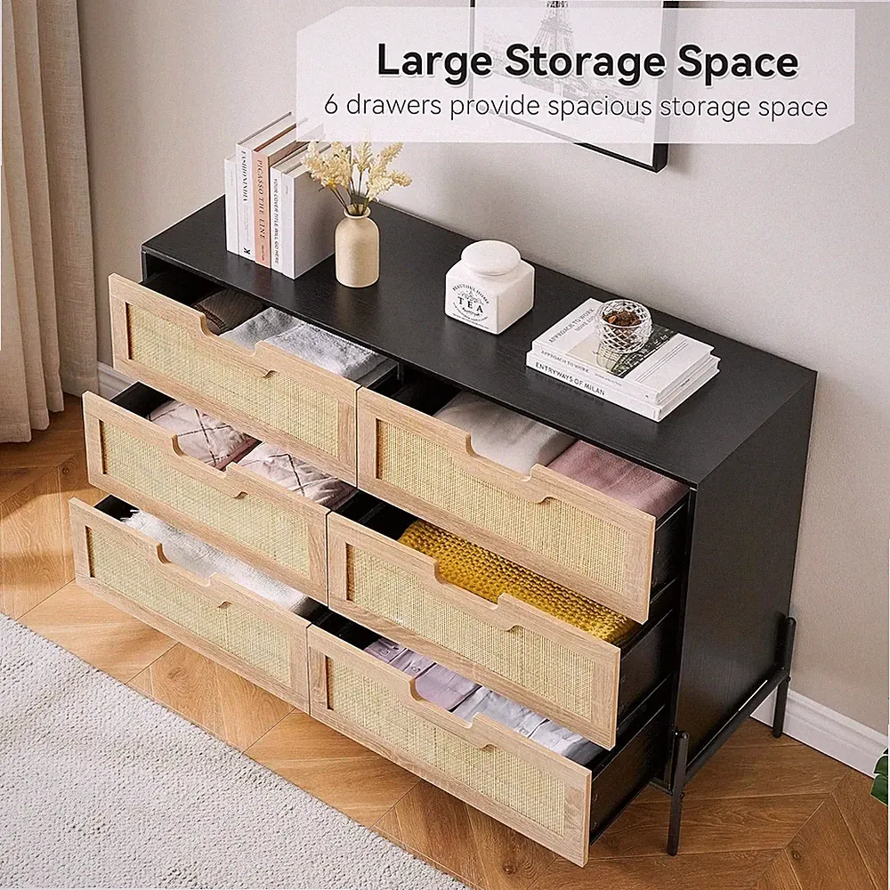 Kommode mit 6 Schubladen Modernes Sideboard für Kleidung und Schlafzimmer