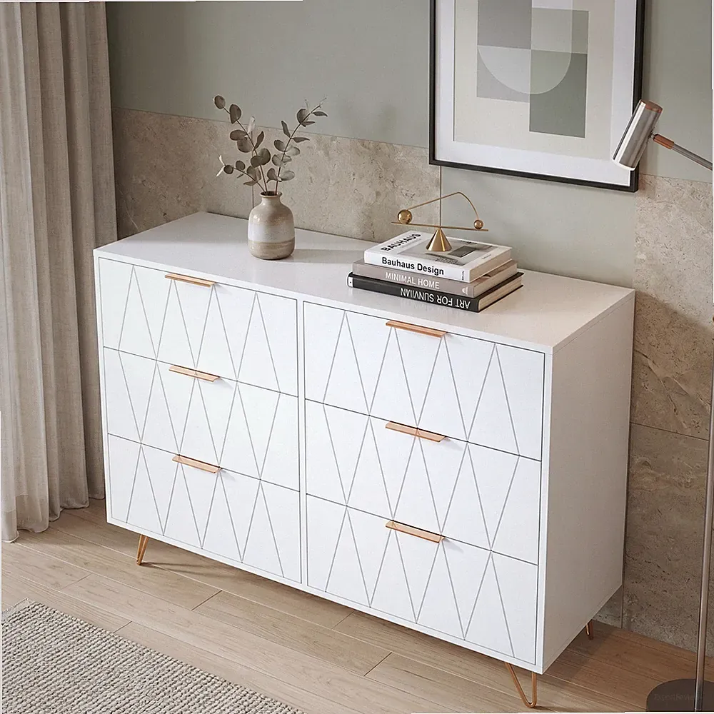 Kommode mit 6 Schubladen Möbel Schrank Sideboard Schubladenschrank 100cm Modern