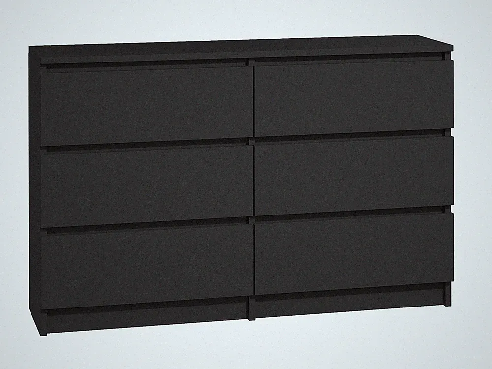 Kommode mit 6 Schubladen Sideboard 120cm Anrichte holz schwarz
