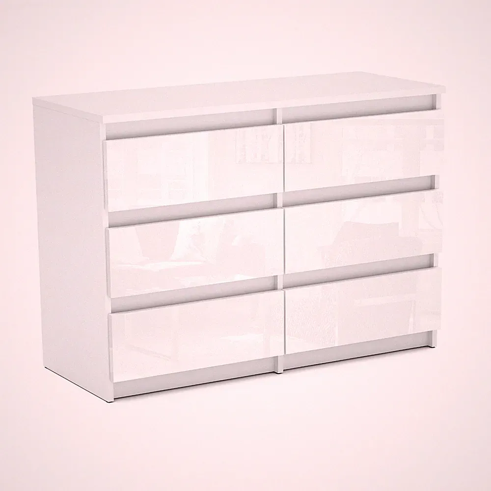Kommode mit 6 Schubladen Sideboard Schubladenschrank Kleiderschrank Weiß Schwarz
