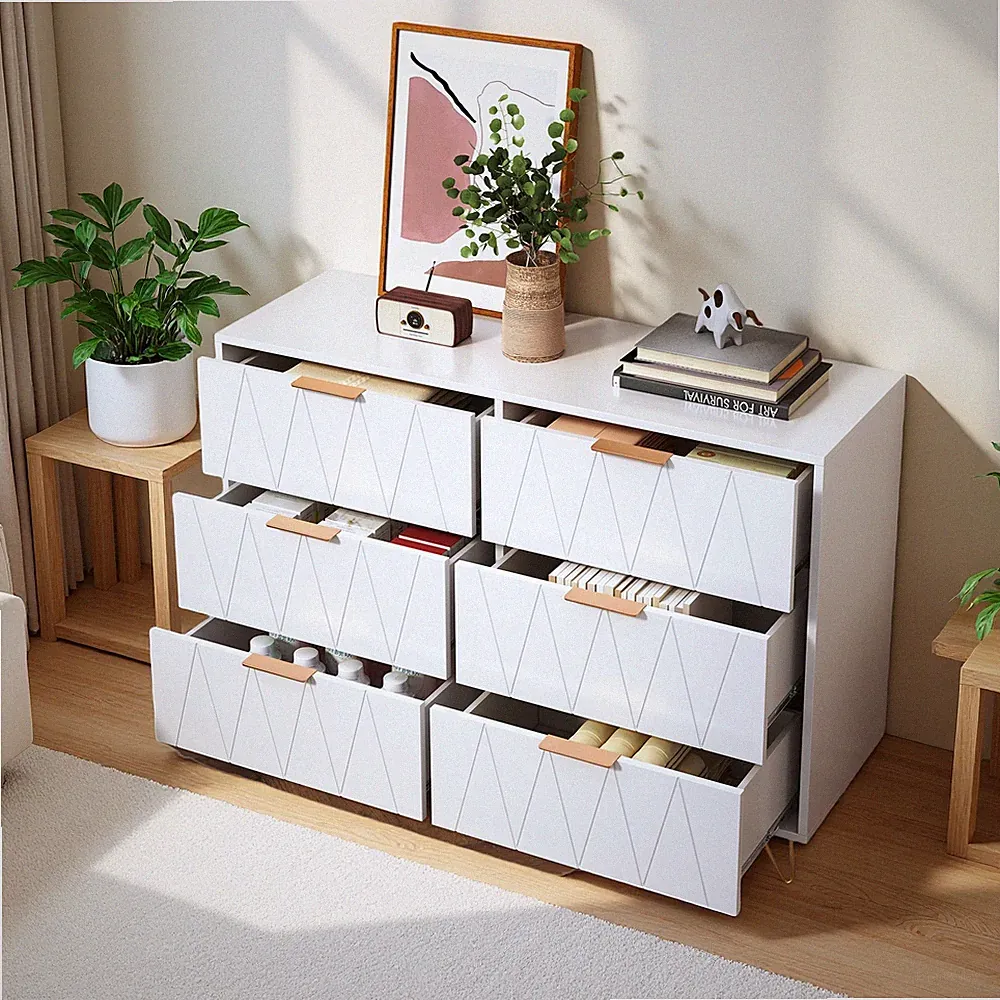 Kommode mit 6 Schublanden 100x34x73 Aufbewahrungsschrank für Kleidung Dokumente