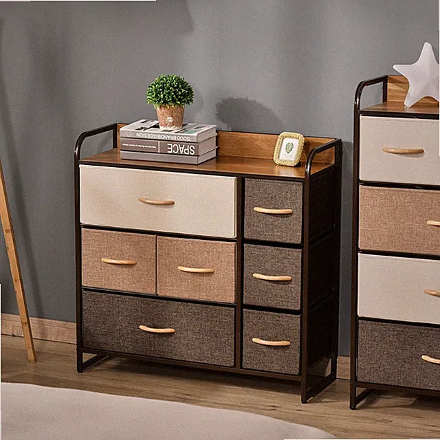 Kommode mit 7 klappbaren Schubladen für Schlafzimmer, Wohnzimmer, mehrfarbig