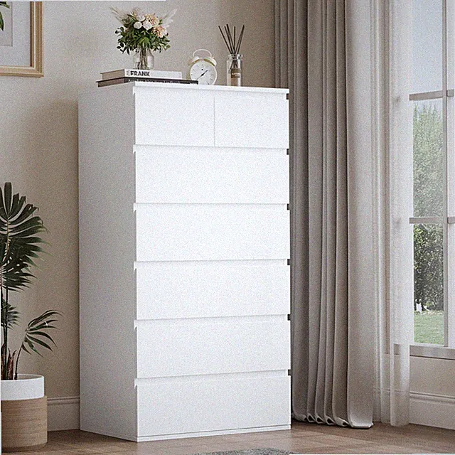 Kommode mit 7 Schubladen Komodenschrank Schmale für Schlafzimmer 118.7 Sideboard
