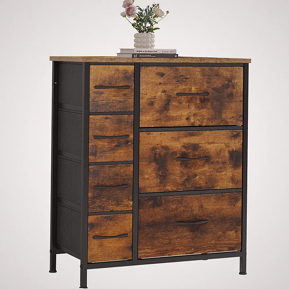 Kommode mit 7 Schubladen Sideboard Schrank Anrichte für Wohnzimmer Schlafzimmer