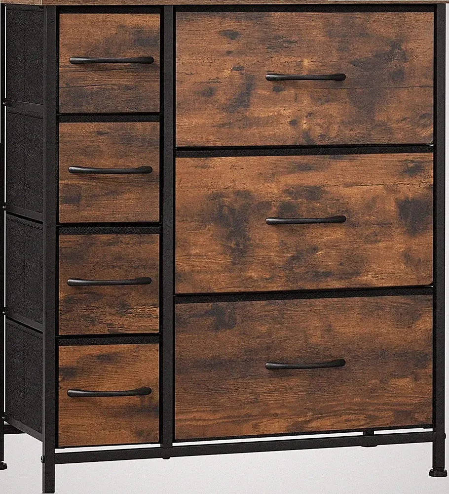 Kommode mit 7 Stoffschubladen,Kommodenschrank Sideboard,30x63x73cm kss008hov
