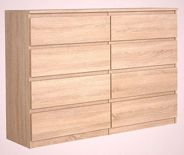 Kommode mit 8 Schubladen 120 cm - Sideboard - Schubladenschrank - 5 Farben