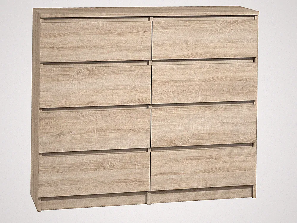 Kommode mit 8 Schubladen 120cm Sideboard Möbel Schrank Schubladenschrank Sonoma