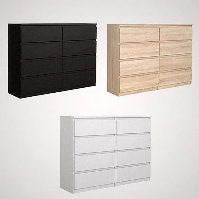 Kommode mit 8 Schubladen 140 cm - Sideboard - Schubladenschrank - 3 Farben