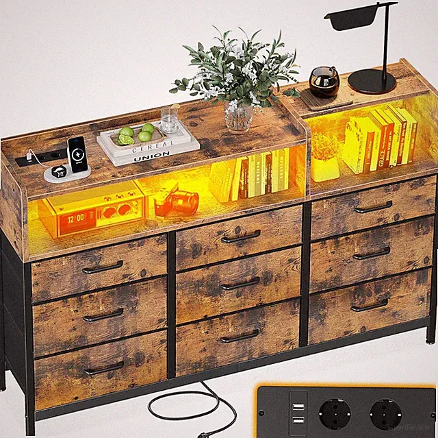Kommode mit Stauraum LED-Beleuchtung USB Steckdosen Schlafzimmer Wohnzimmer 130x