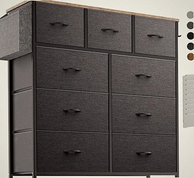 Kommode mit Stoffschubladen - Stoffkommode aus Canvas mit 9 großen Schubladen