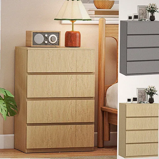 Kommode, moderne Kommode mit 4 Schubladen für Schlafzimmer