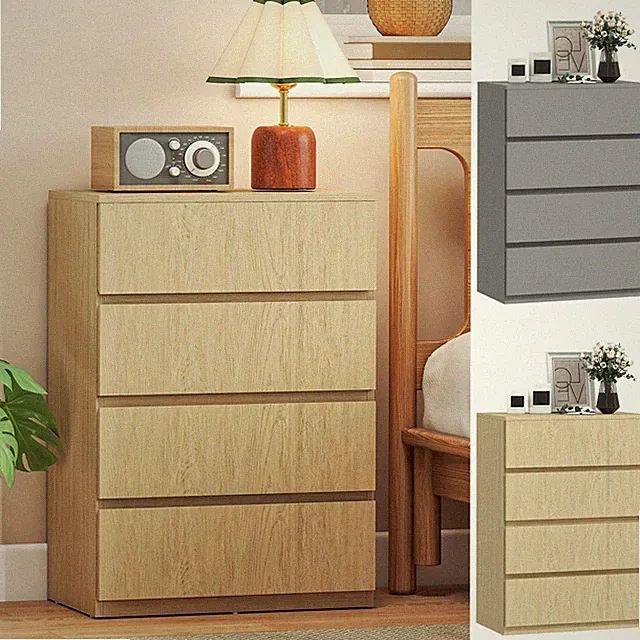 Kommode, moderne Kommode mit 4 Schubladen für Schlafzimmer generalüberholt