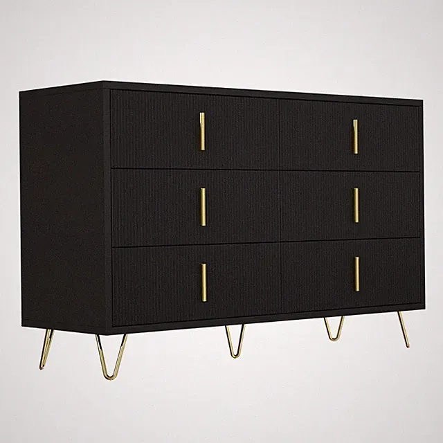 Kommode Moderne Sideboard mit 6 Schubladen, 264L Stauraum, Anti-Kipp-Design