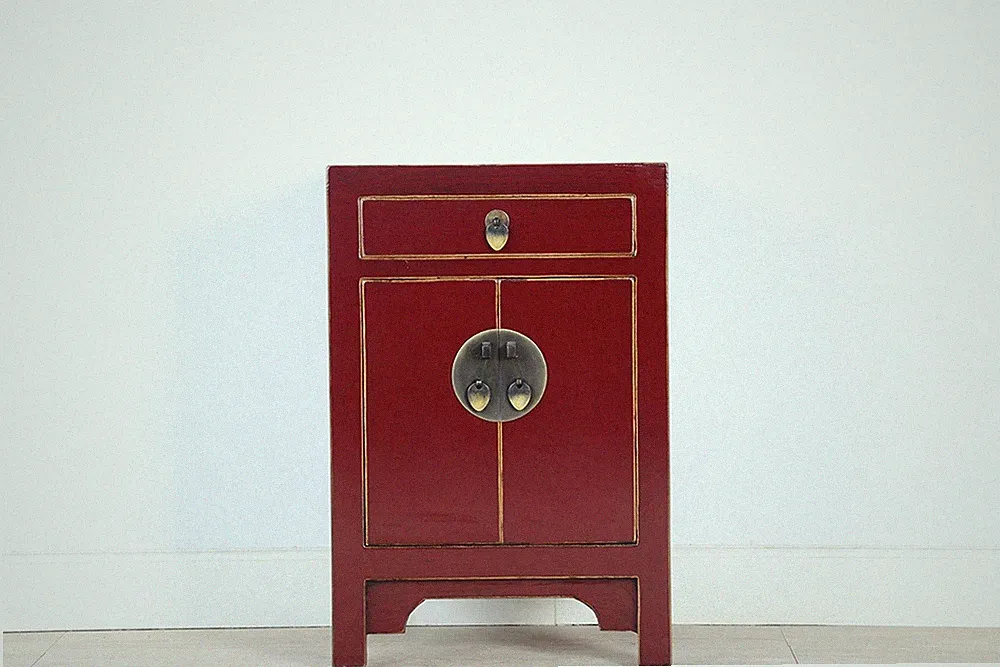 Kommode Nachtschrank Massivholz purpurrot RAL3004 #M-KOM-A17P