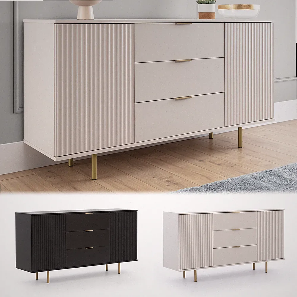 Kommode NUBIA NB-02 mit 3 Schubladen 2 Türen Sideboard 150 cm Anrichte Modern