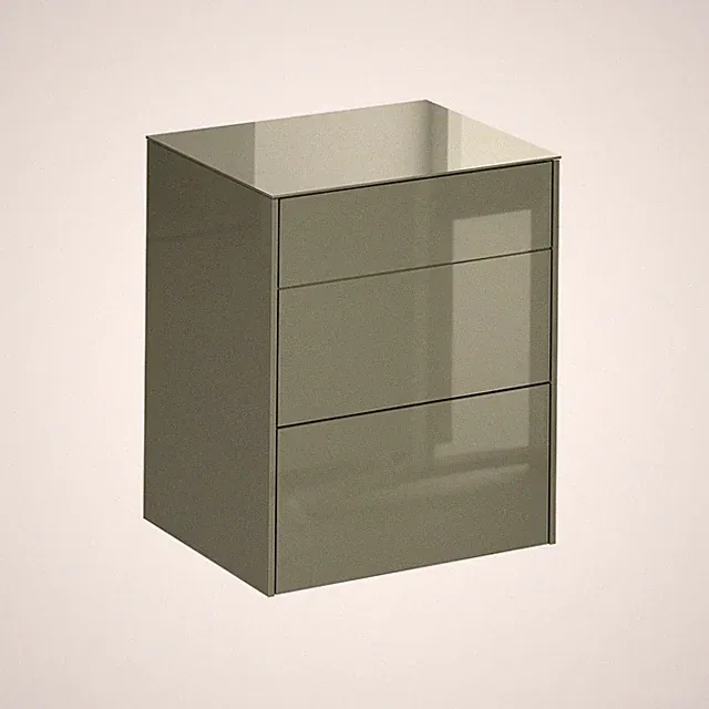 Kommode - olivgrün glänzend - olivgrün matt - mit Glas - 2 Schubkästen Sideboard