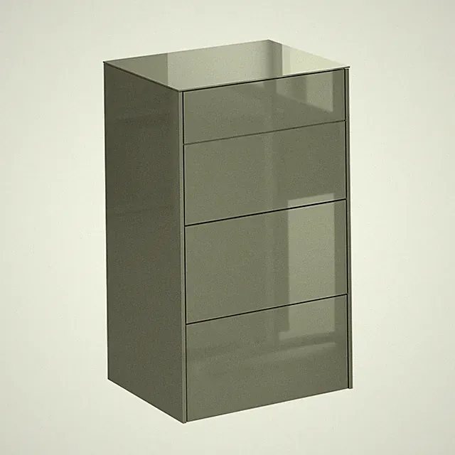 Kommode - olivgrün glänzend - olivgrün matt - mit Glas - 3 Schubkästen Sideboard