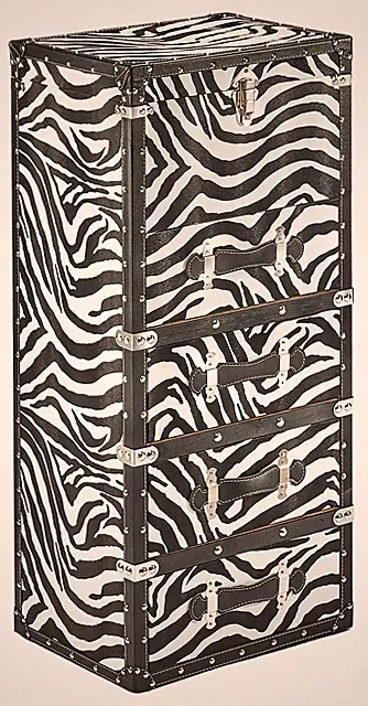Kommode Regal ZEBRIN MDF mit bedrucktem Kunstleder - Zebrastreifen - 4 Fächer