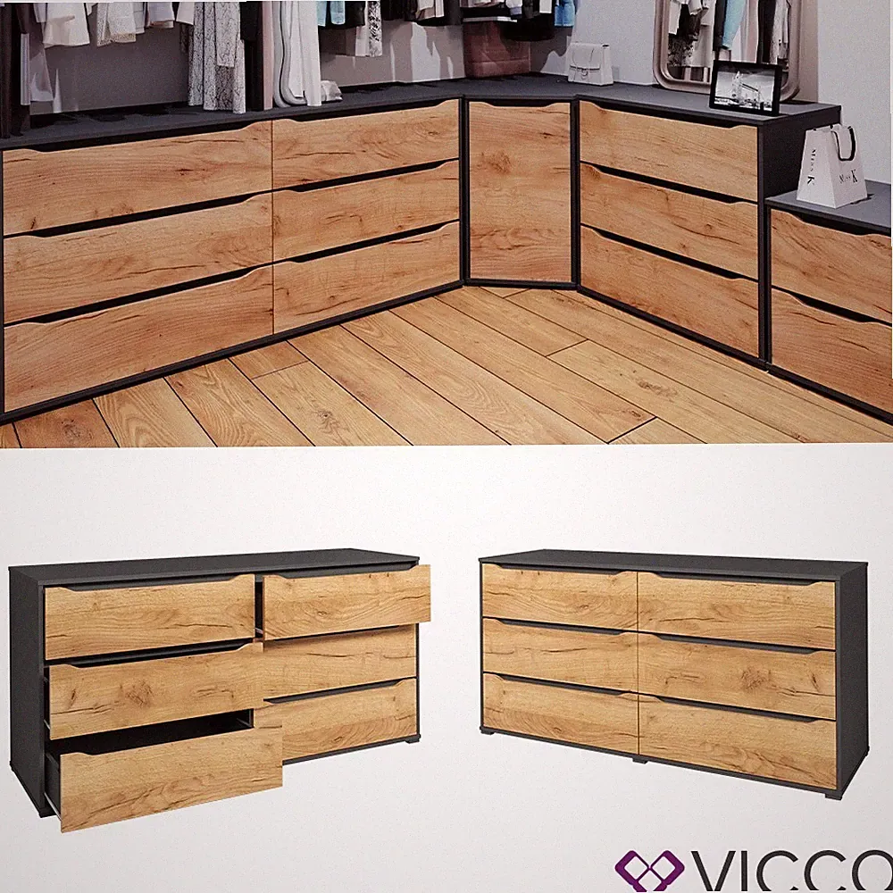 Kommode Ruben 160 x 78 cm Anthrazit Eiche Anrichte Vicco