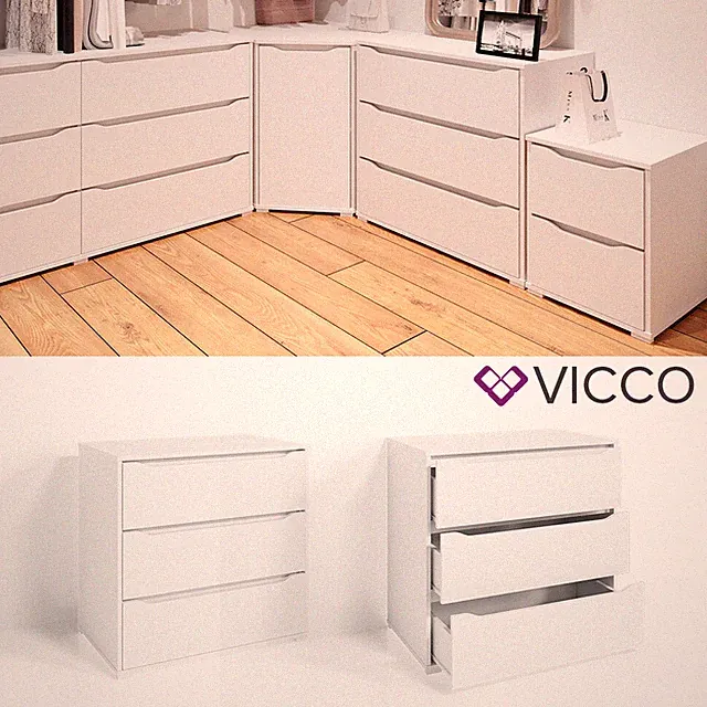 Kommode RUBEN Weiß 3 Schubladen 80cm Sideboard Mehrzweckschrank Schrank VICCO