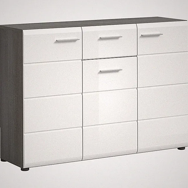 Kommode SALSA - weiß Hochglanz - Rauchsilber - 120 cm Sideboard Kommode TV