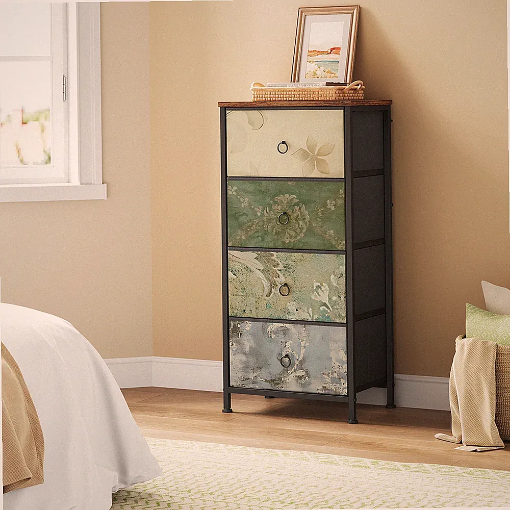 Kommode schmal Kommodenschrank mit 4 Schubladen 45 cm Sideboard Beistellschrank