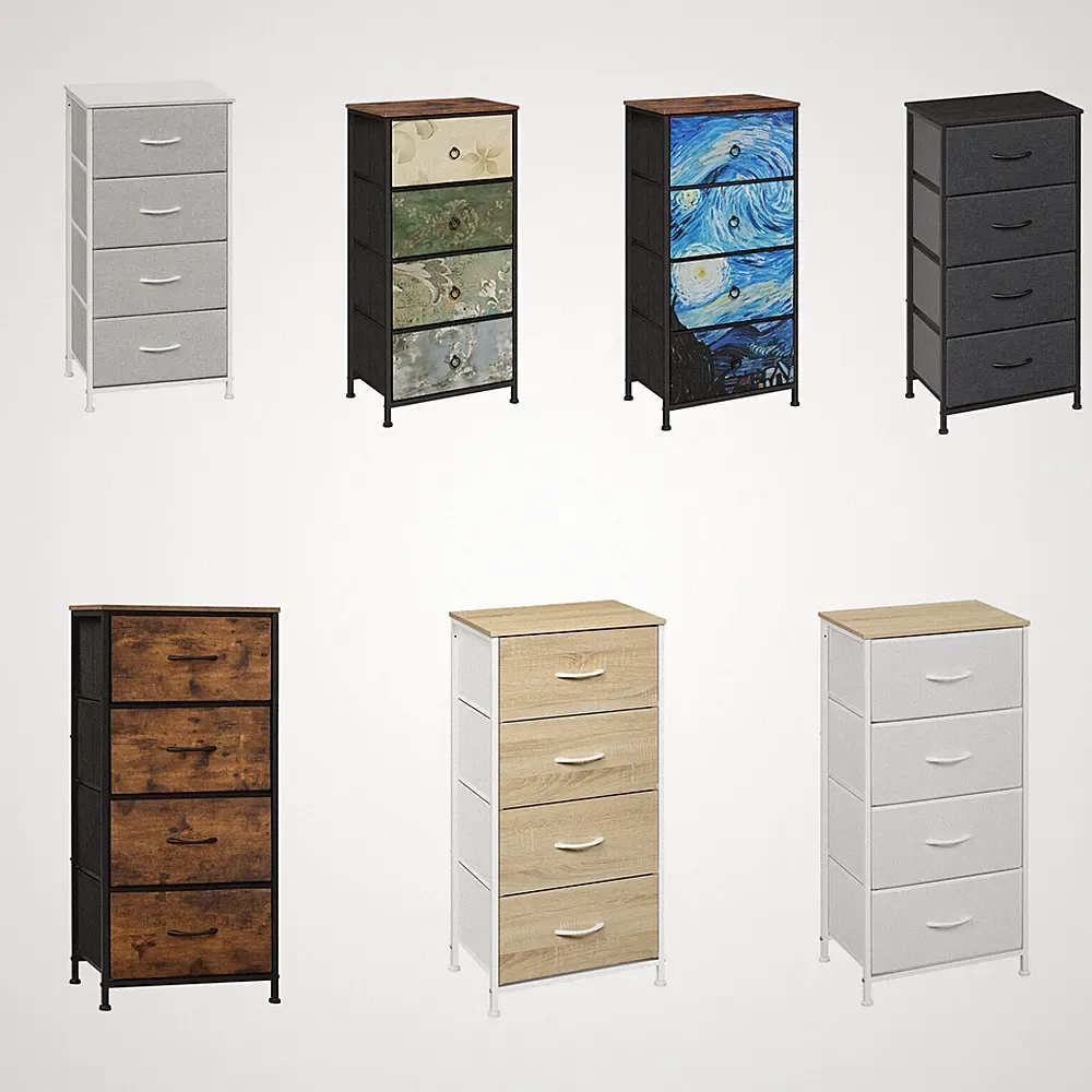 Kommode schmal Kommodenschrank mit 4 Schubladen Sideboard Aufbewahrungskommode