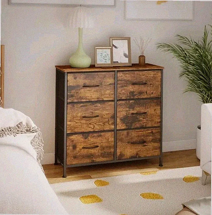 Kommode, Schrank, 6 Stoffschubladen, für Schlafzimmer Flur Diele Bad Wohnzimmer
