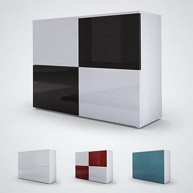 Kommode Schrank Anrichte Sideboard Highboard Regal Rova Weiß Hochglanz