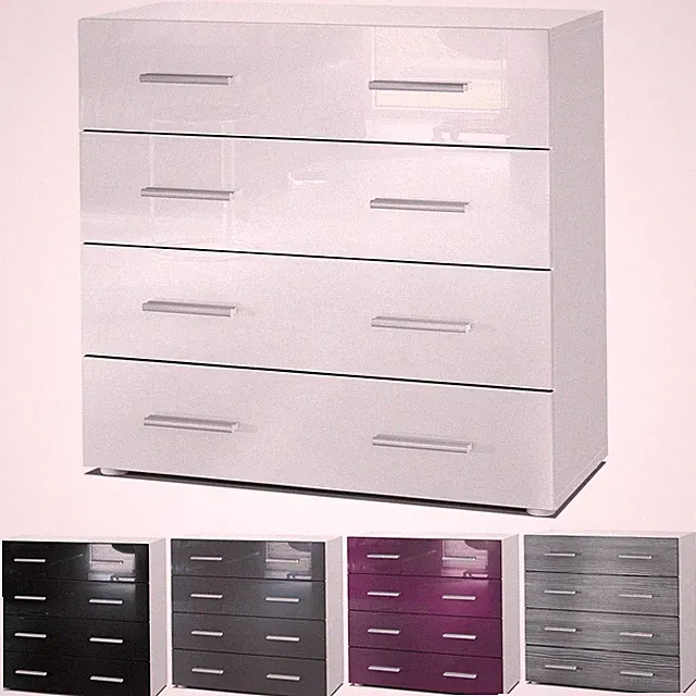 Kommode Schrank Anrichte Sideboard Pavos in Weiß - Hochglanz & Naturtöne
