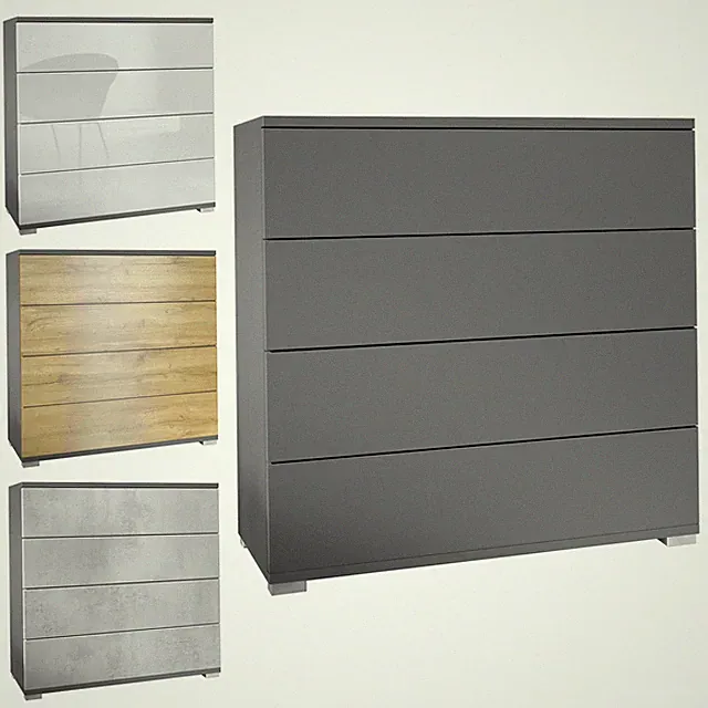 Kommode Schrank Anrichte Sideboard Pavos V3 in Anthrazit - Hochglanz & Naturtöne