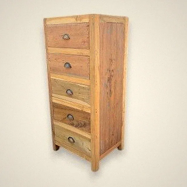 Kommode Schrank Teakholz 110 cm hoch B: 48 cm 5 Schubladen Handarbeit Upcycling